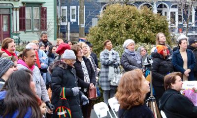 Crowd at YWCA Drayton House ribbon cutting