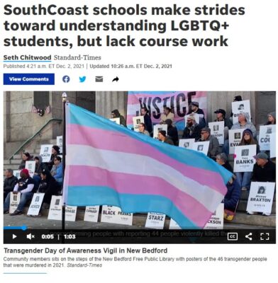 standard times website with a blue pink and white flag